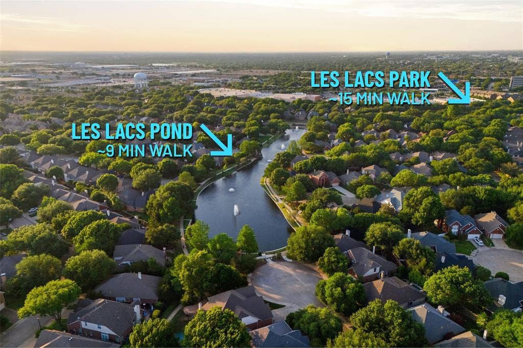 14616 Vintage Lane, Addison, TX 75001 Les Lacs Pond about 9 minutes on foot, Les Lacs Park about 15 — both walkable from home