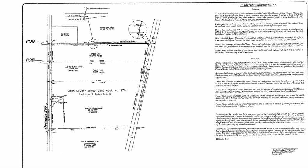 TBD N Louisiana Drive, Celina, TX 75009 Survey Plot and Property Description. Detailing the metes and bounds of the property and its various tracts