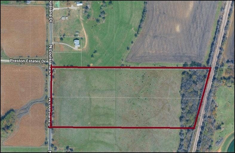 TBD N Louisiana Drive, Celina, TX 75009 Aerial Map. Illustrating the property's boundaries and surrounding geographical features