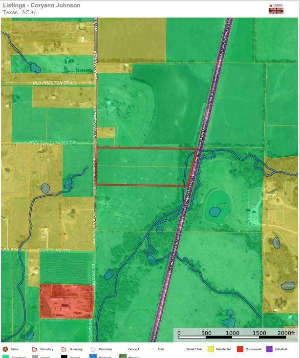 TBD N Louisiana Drive, Celina, TX 75009 Real Estate Listing Map. Illustrating the property boundary and surrounding land classifications