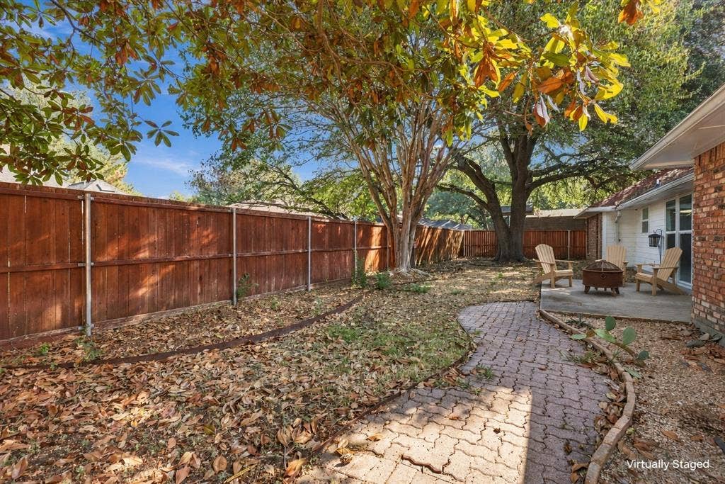 1309 Oxford Lane, Denton, TX 76209 Paved brick pathway leading to a concrete patio