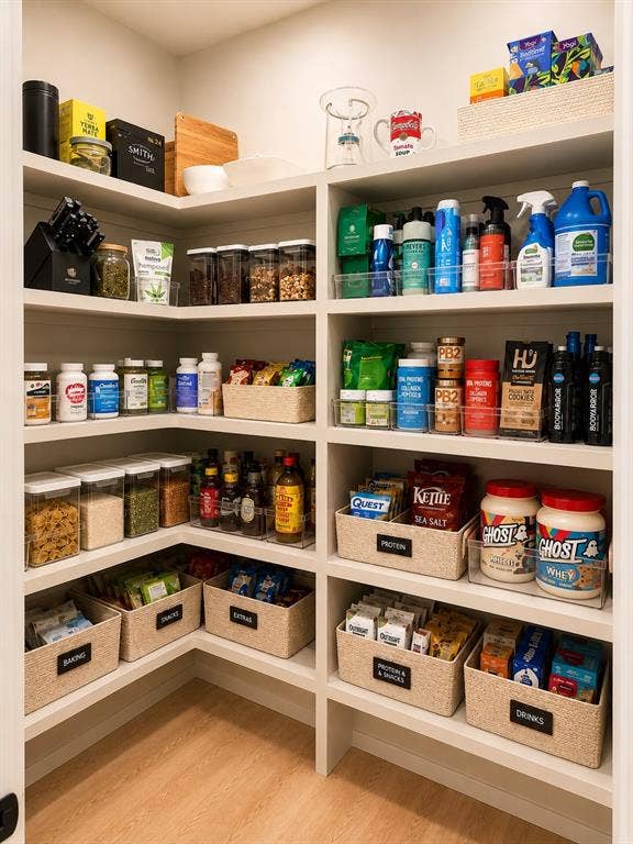 939 N Buckner Boulevard, Dallas, TX 75218 Custom built-in pantry shelving provides expansive storage