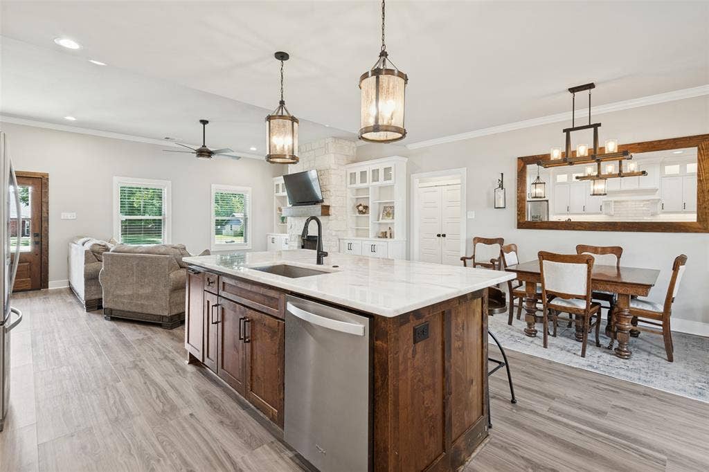 108 Rye Place, Gun Barrel City, TX 75156 Central kitchen island with a built-in sink and stainless steel dishwasher