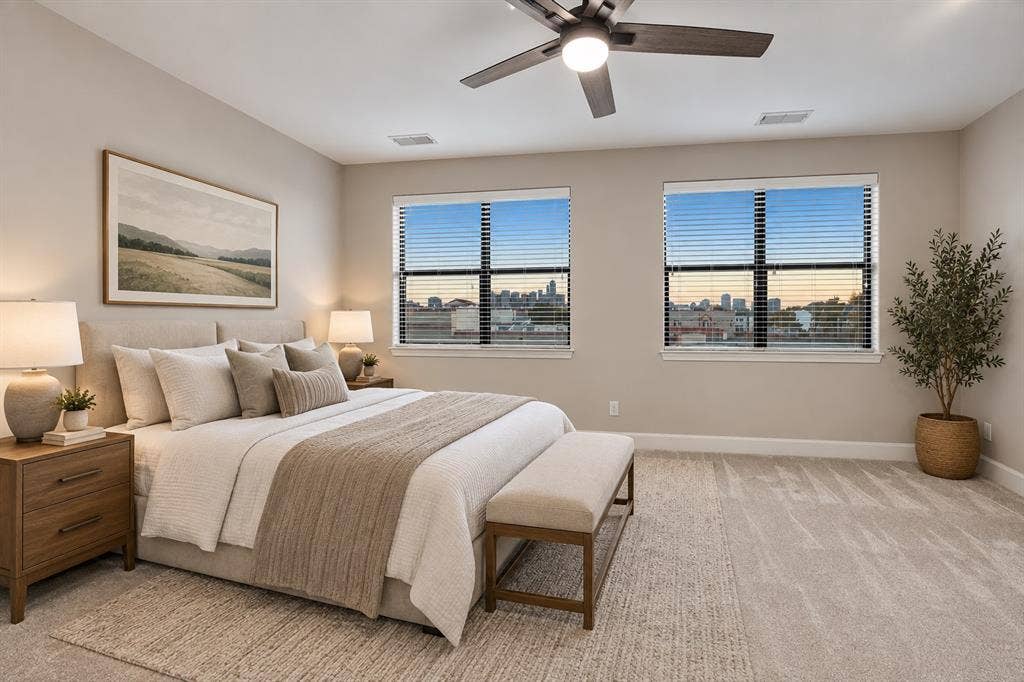 1801 Annex Avenue, #402, Dallas, TX 75204 Primary bedroom virtually staged