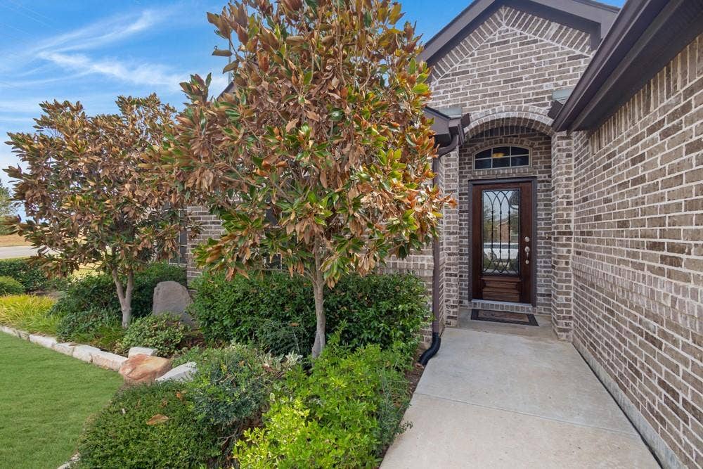 3712 Ann Arbor Lane, Denton, TX 76207 Love the walk up appeal of this freshly stained solid wood door with glass and Iron work detail!