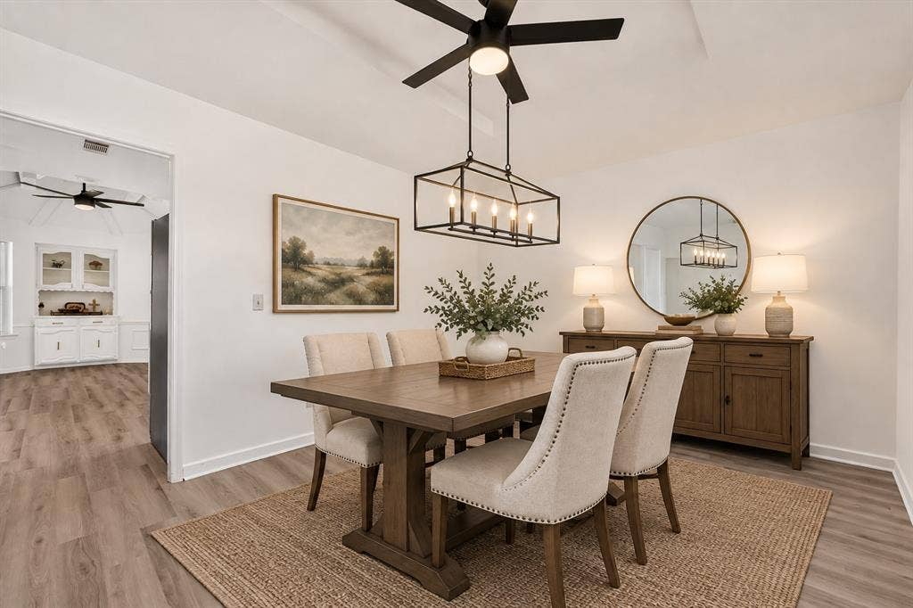 Convert the Dinning area into a formal Dinning room or a formal living area. AI enhanced. You can also convert it into another large bedroom.