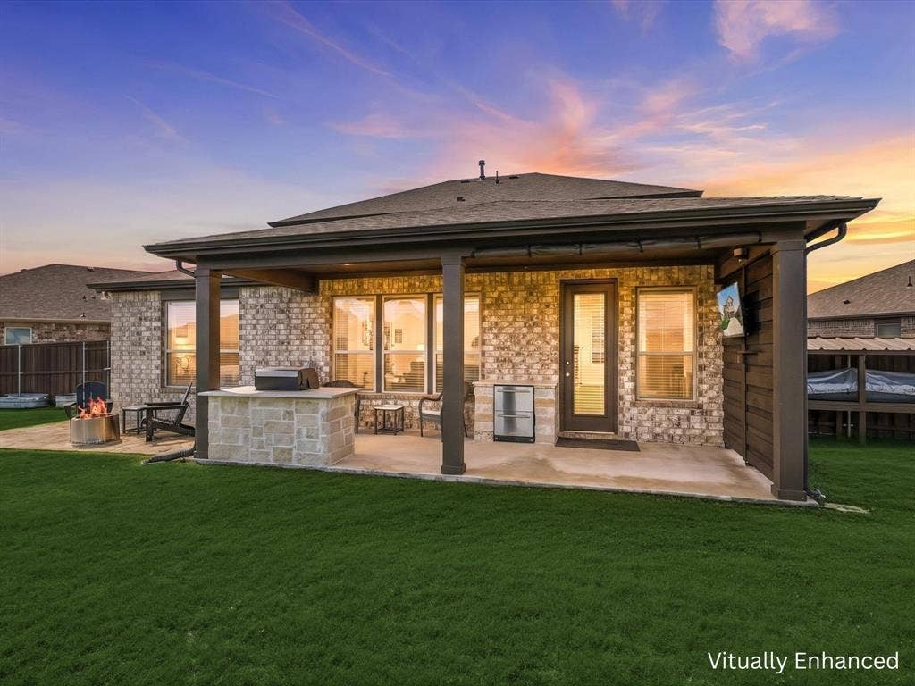 Virtual Twilight view of back entertaining area