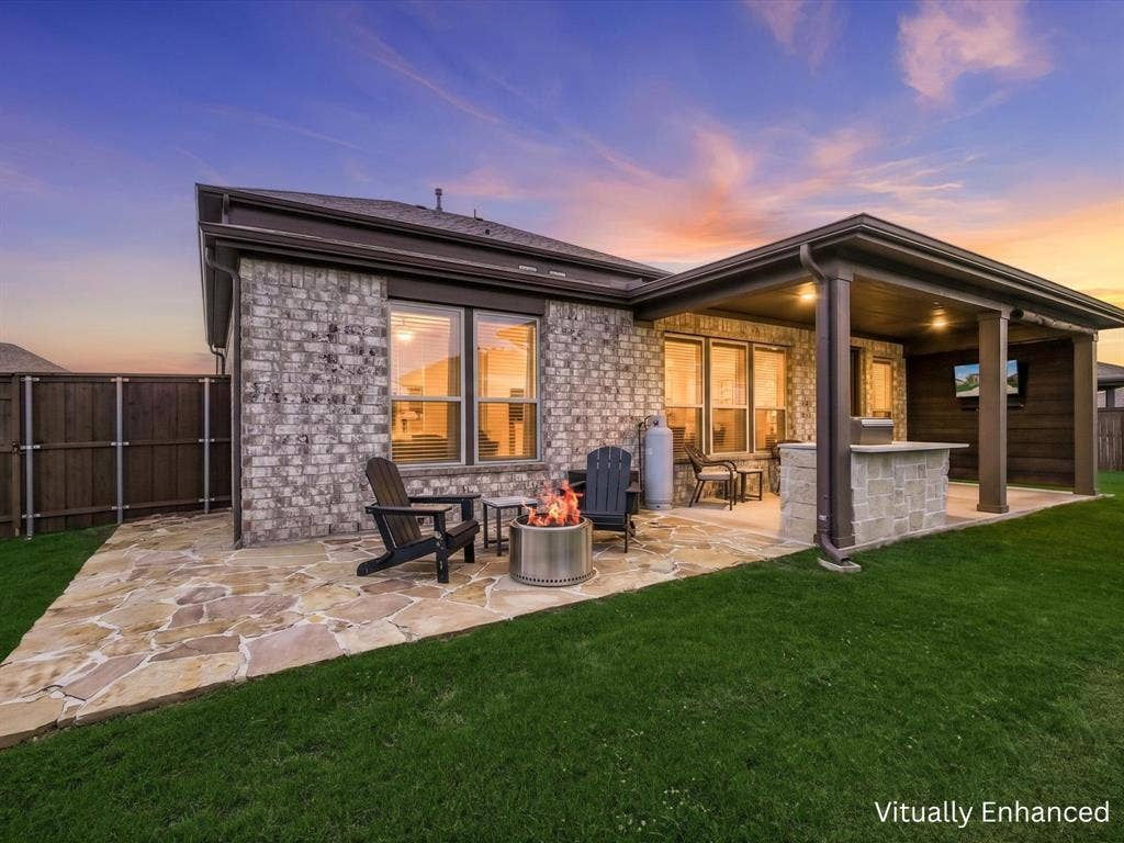 Virtual Twilight view of back entertaining area