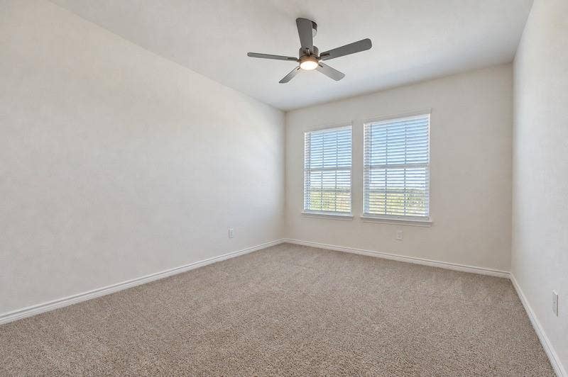 339 Exploration Way, Fate, TX 75189 Carpeted flooring, ceiling fan with integrated lighting, and dual windows with blinds