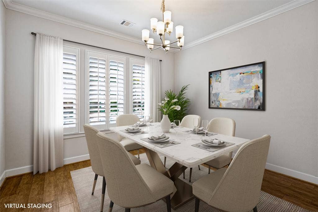 The elegant formal dining room provides flexibility to serve as an additional home office or flex space.