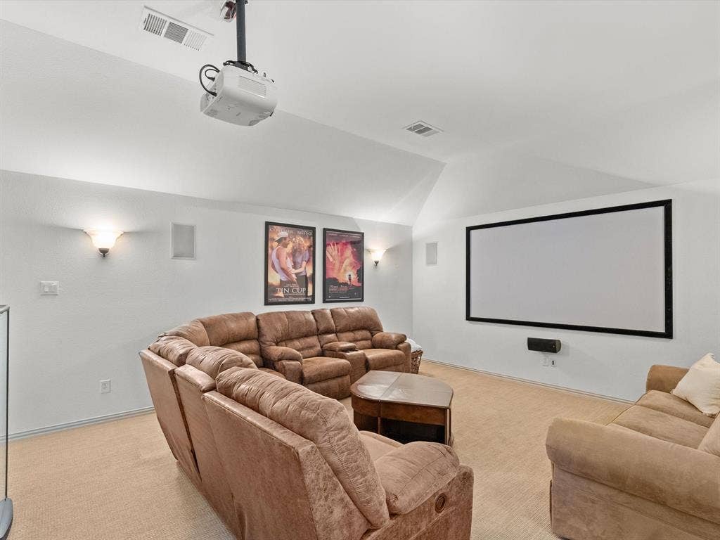 Upstairs media room complete with Epson projector and 8'x5' screen