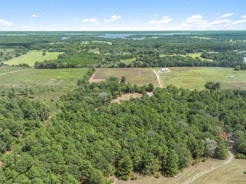 24670 Private Road 8102, Frankston, TX 75763 Expansive rural property featuring extensive tree coverage, open fields, and distant water bodies