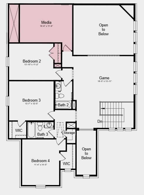 4108 Jacksonville Drive, McKinney, TX 75071 Second Floor Plan - Additional Highlights Include: slide-in tub at primary bath and gas drop at patio