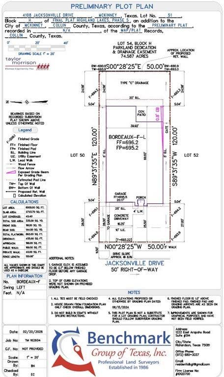4108 Jacksonville Drive, McKinney, TX 75071 4108 Jacksonville Drive Preliminary Plot Plan