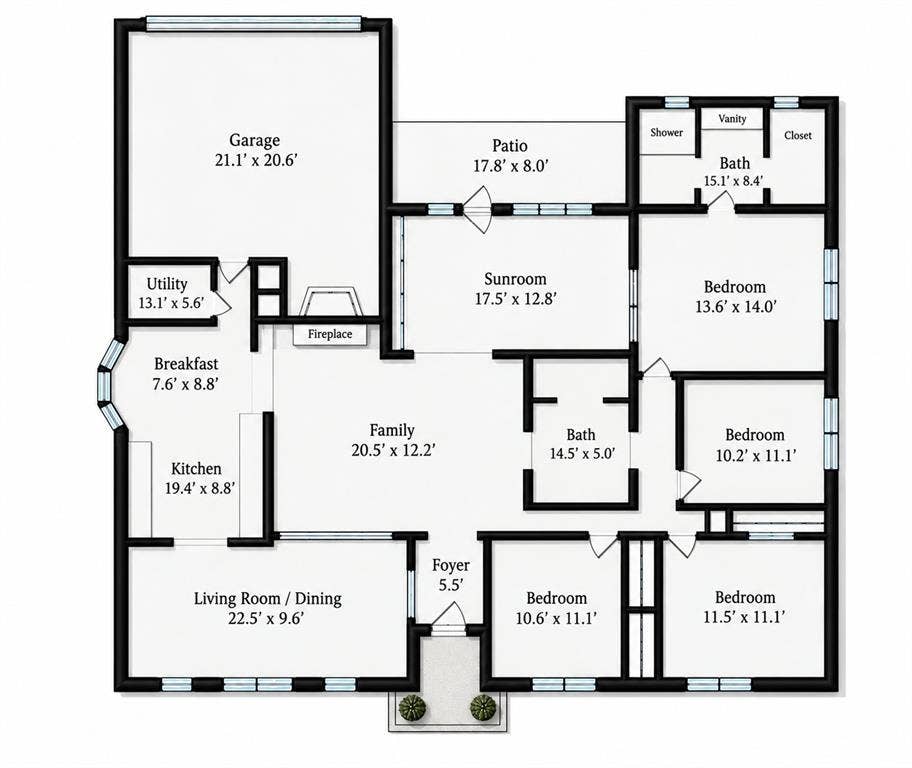 906 Loganwood Avenue, Richardson, TX 75080 Representative photo. Measurements may not be exact. Some doors and windows may not be accurately placed. This is for basic visual of layout of the home