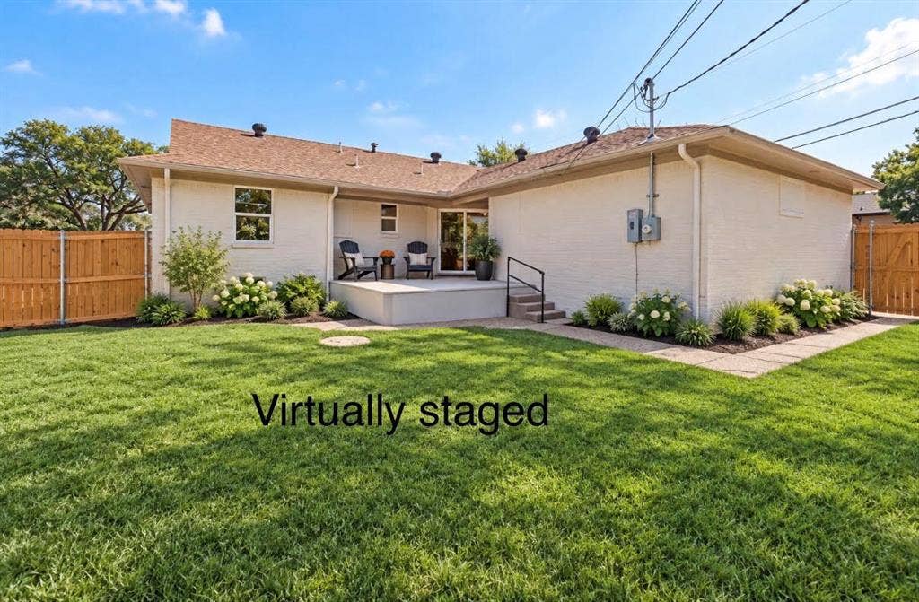 2361 Pinebluff Drive, Dallas, TX 75228 Back yard landscape virtually staged.