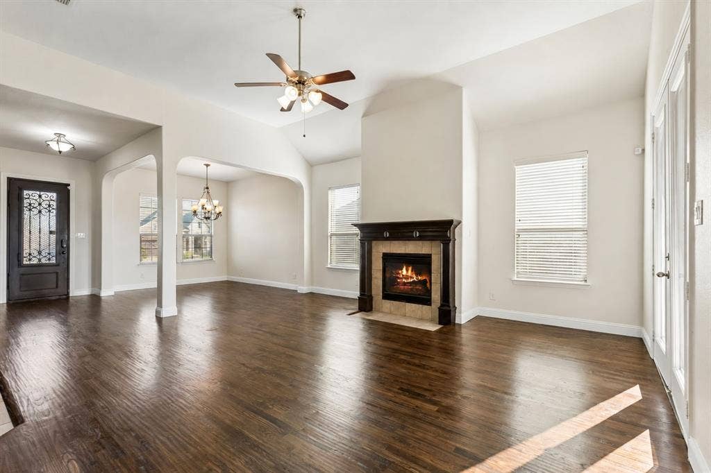 Hardwood-style flooring throughout