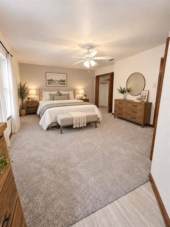 102 Rye Place, Gun Barrel City, TX 75156 Plush carpeting and wood-finish flooring, ceiling fan, and window with natural light