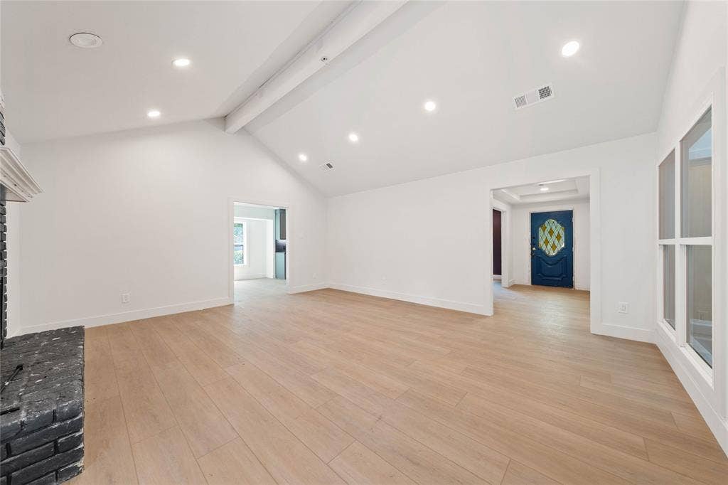 9917 Sandalwood Drive, Woodway, TX 76712 Installed soon: a custom fireplace, light fixtures, and natural wooden ceiling beam