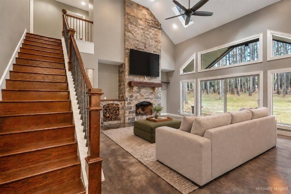 Virtually staged entry into the family room