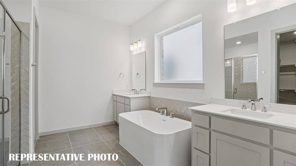 3417 Pickerel Point, McKinney, TX 75071 Featuring separate vanities, your new owner's bath has plenty of room for two! REPRESENTATIVE PHOTO