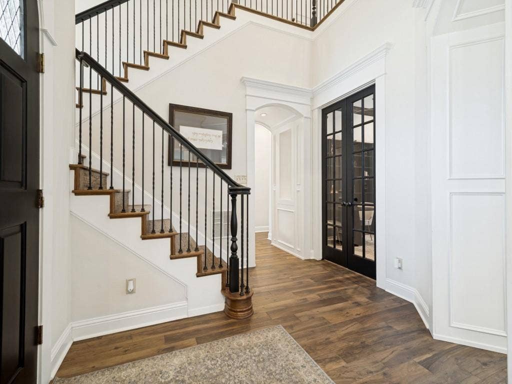 View from the entry toward the office shows the clean lines and detailed features of the home.