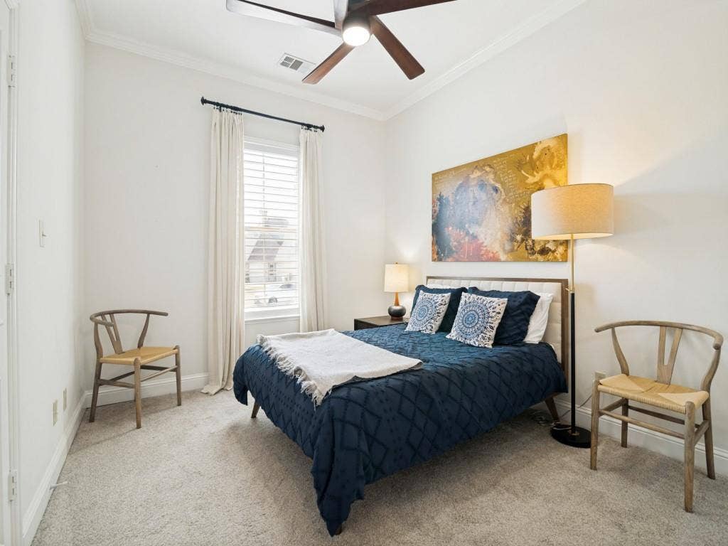 Much desired second bedroom downstairs with ensuite bathroom.