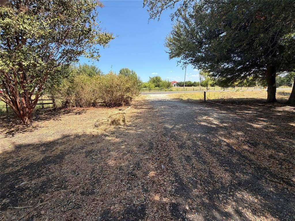 6053 Fm 1827, McKinney, TX 75071 Gravel driveway with mature trees, natural landscaping, and partial fencing