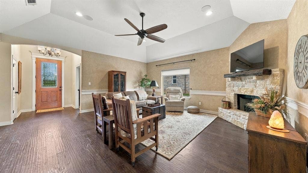 6503 Pirlie Court, Granbury, TX 76049 Wood Burning Fireplace, currently used as electric