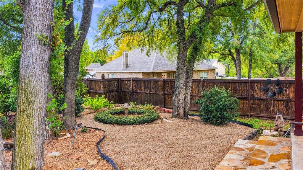 6503 Pirlie Court, Granbury, TX 76049 Yard Area off Workshop with Mature Trees