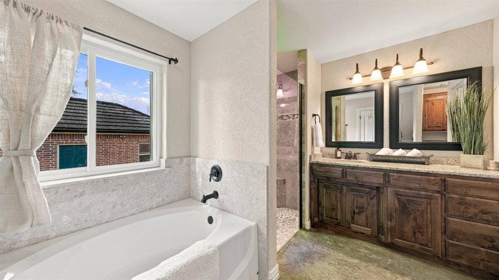 6503 Pirlie Court, Granbury, TX 76049 Primary Bathroom with dual sinks and walk in shower