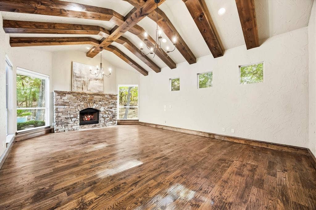 1739 Bison Meadow Lane, Heath, TX 75032 Huge Primary Retreat with fireplace & wood beamed ceilings