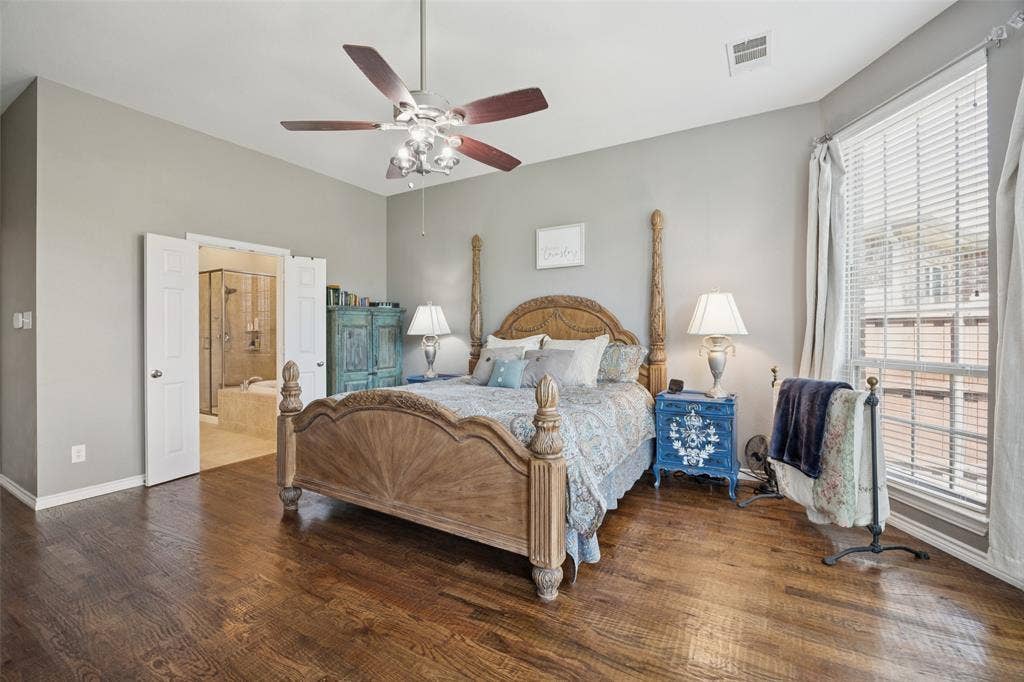1000 Fenwick Lane, Forney, TX 75126 Wood-finish flooring with a ceiling fan light fixture
