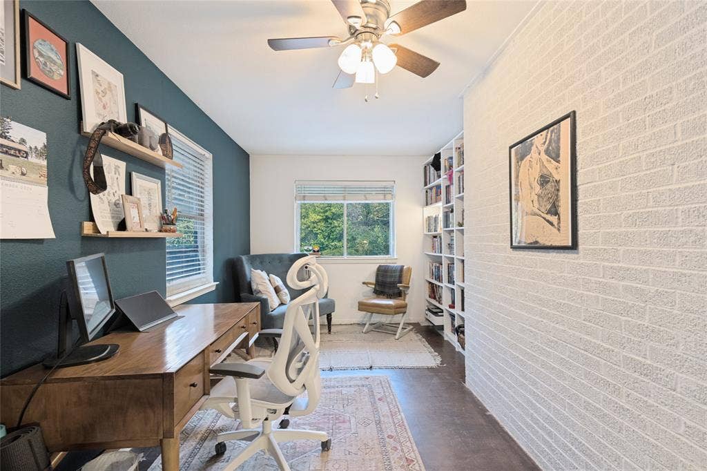 737 N Hampton Road, Dallas, TX 75208 Bedroom Three makes a terrific Home Office, Library or creative space, with windows on three exposures.