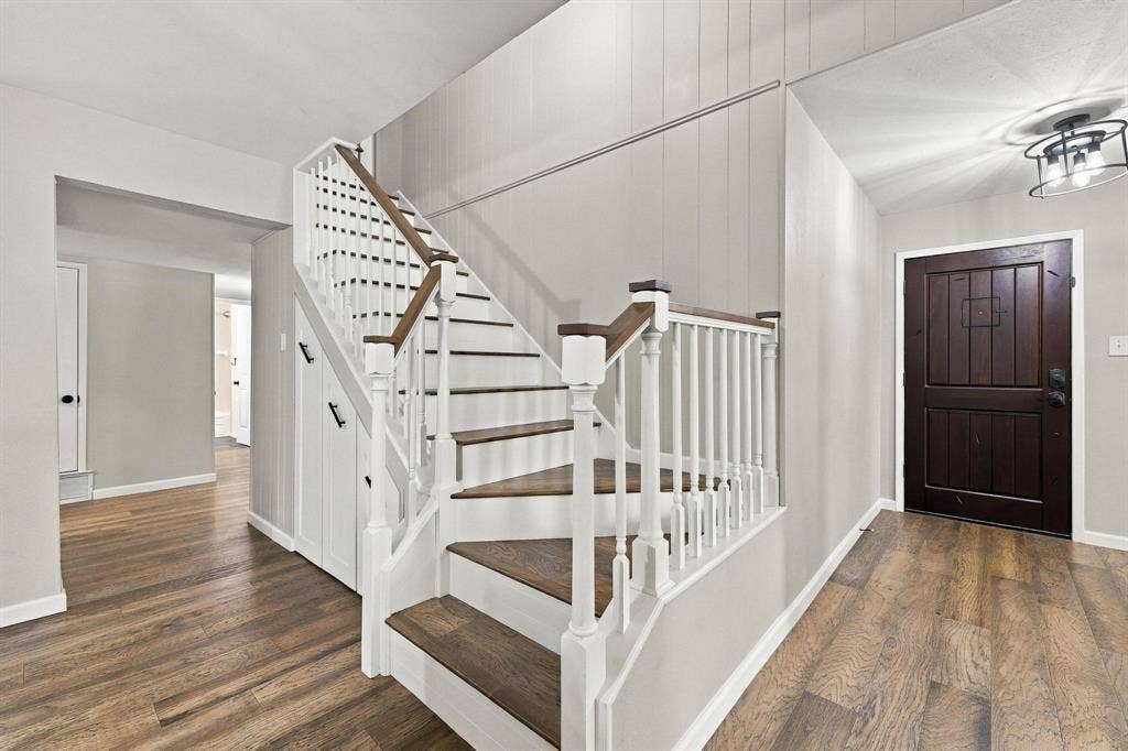 Craftsman details and custom under-stair storage make this home special
