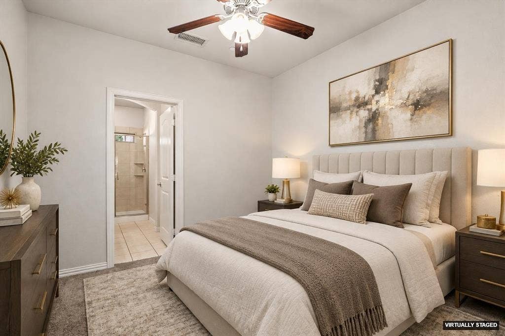 6529 Rutherford Road, Plano, TX 75023 Bedroom #2 is on the first floor with an Ensuite Bath.
