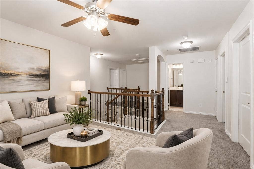 6529 Rutherford Road, Plano, TX 75023 The loft area is perfect for a small game room, play area, study or Den (virtually staged)