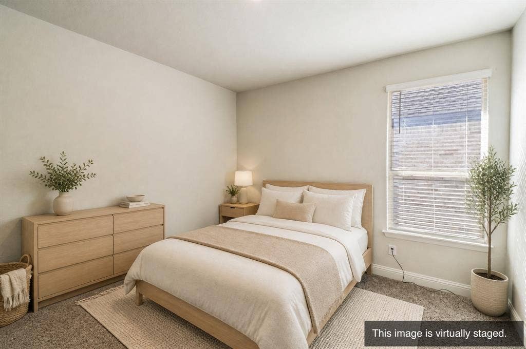 2041 St Andrews Way, Argyle, TX 76226 Window with horizontal blinds, neutral wall paint, and carpeted flooring