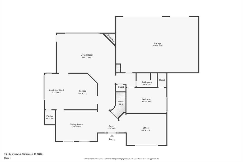 4424 Courtney Lane, Richardson, TX 75082 1st Floor Floorplan