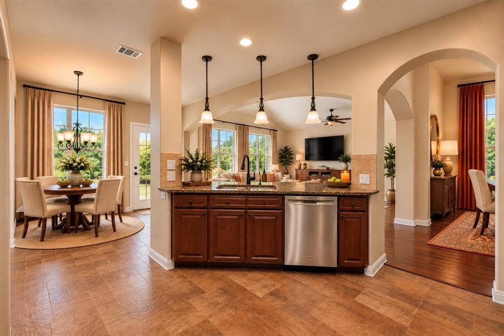 405 James Herndon Trail, McKinney, TX 75071 Island with bar seating; digitally staged