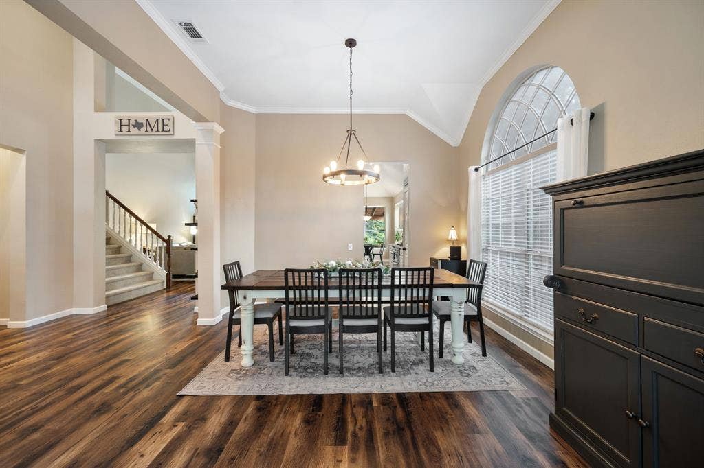 3202 Harbor Pointe Drive, Rowlett, TX 75088 Dining area with entry to kitchen and living room