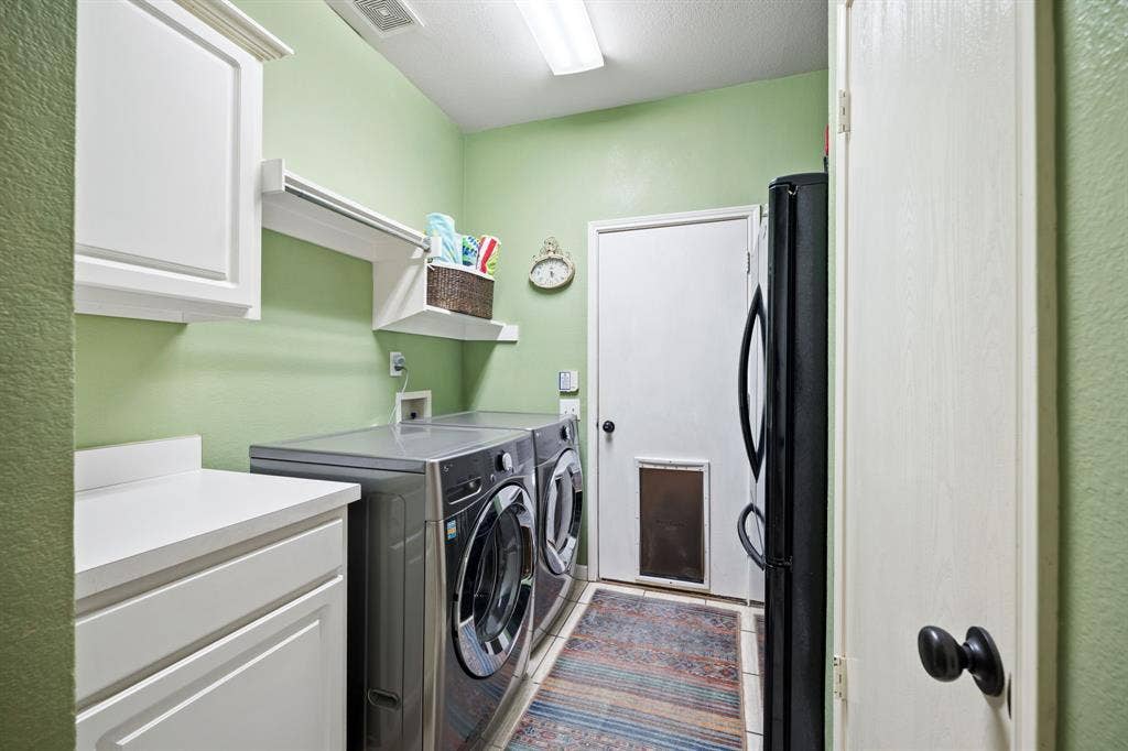 3202 Harbor Pointe Drive, Rowlett, TX 75088 Spacious laundry room with cabinets with space for fridge