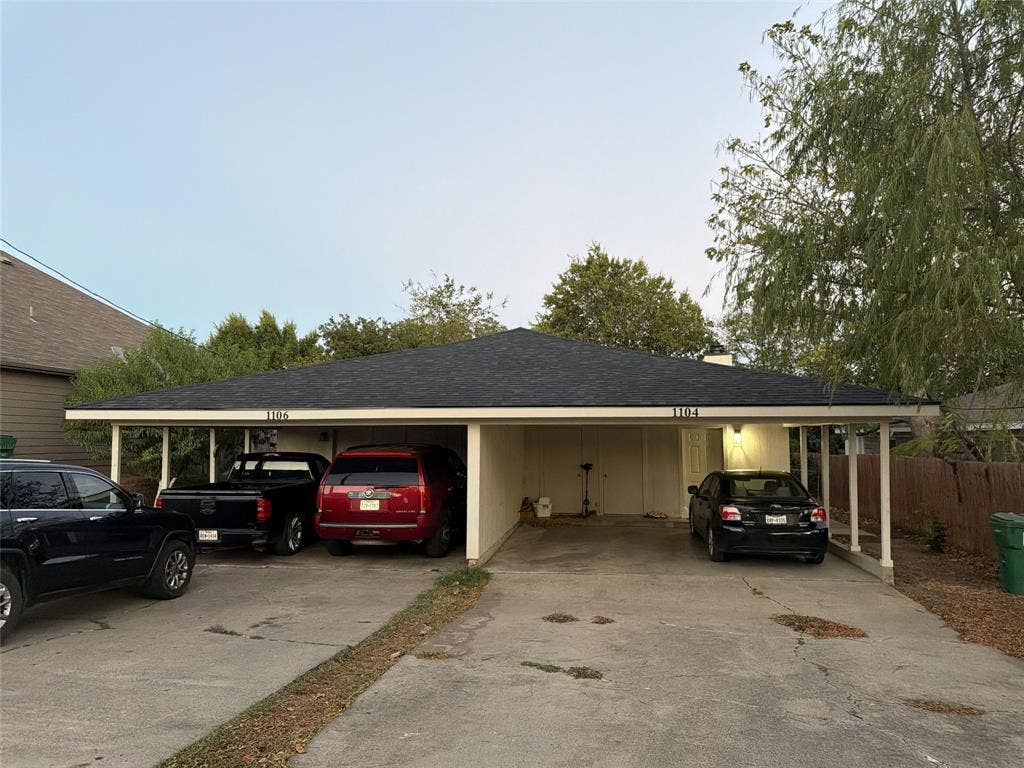 1104-1106 Mulkey Lane, Denton, TX 76209 Attached carport providing covered parking