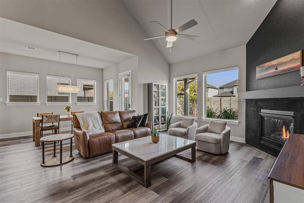 Living room and dining space of 1302 20th St, Argyle, TX in Harvest by Hillwood