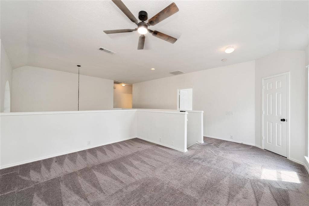 11443 Waterford Lane, Frisco, TX 75035 Open landing area featuring patterned carpet flooring, a ceiling fan, and recessed lighting
