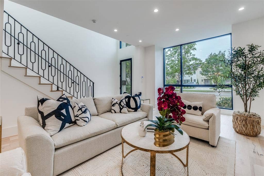 3629 McFARLIN Boulevard, University Park, TX 75205 Living Area with Staircase