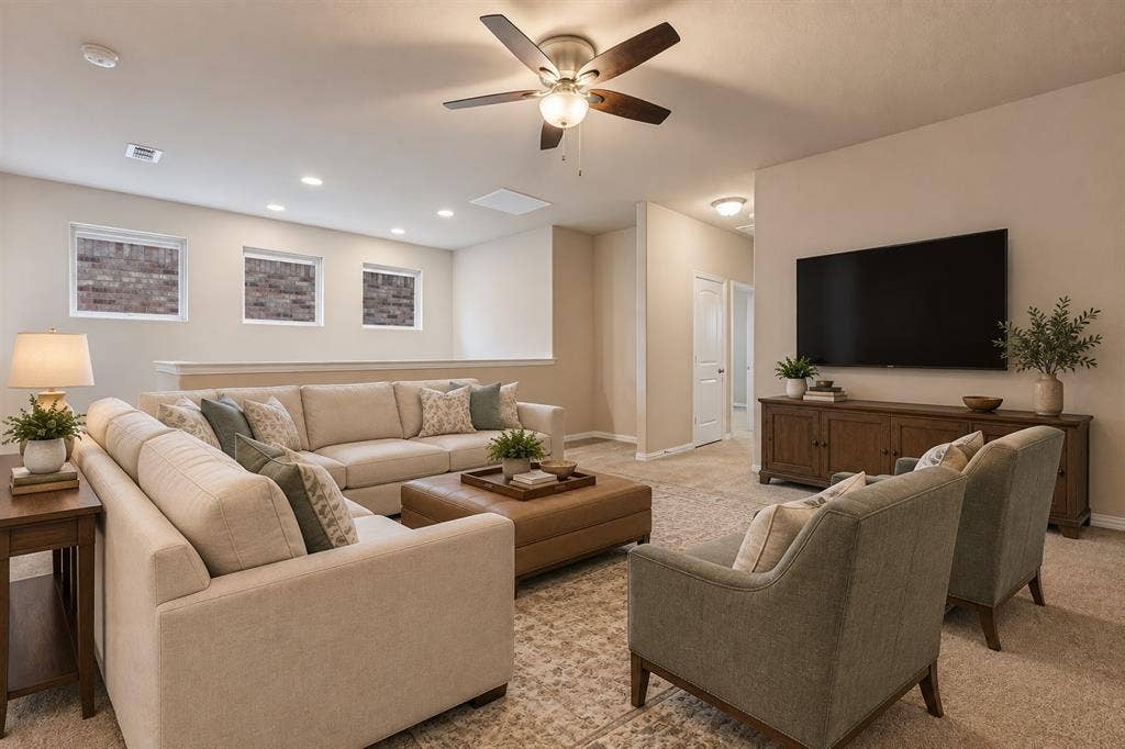 Large upstairs game room - virtually staged