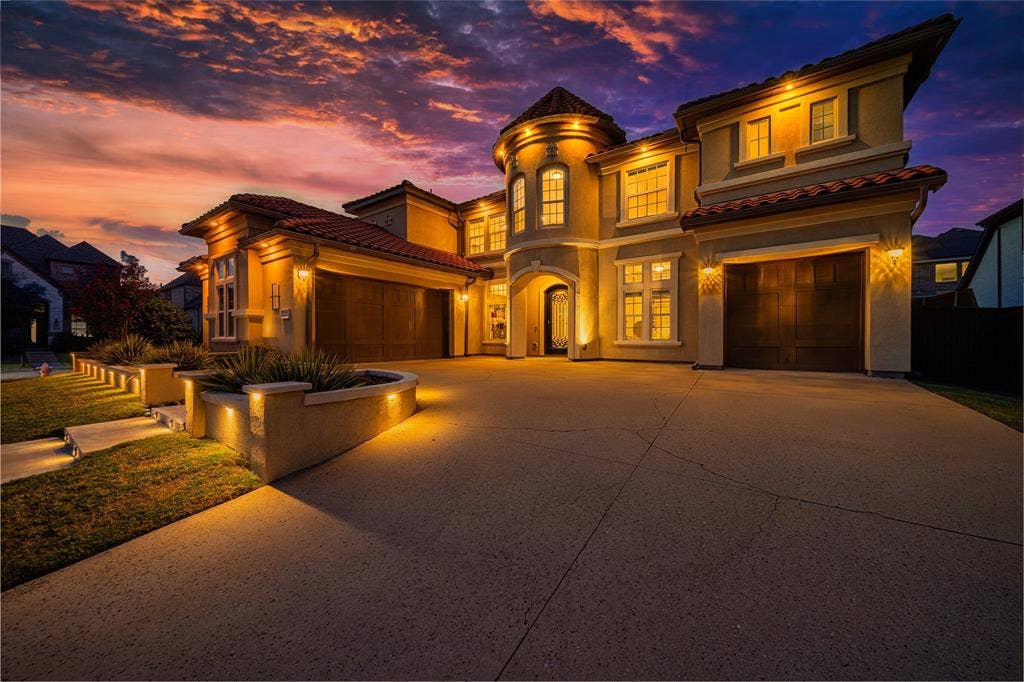 13018 Seattle Slew Street, Frisco, TX 75035 Stucco exterior with a tile roof and prominent turret