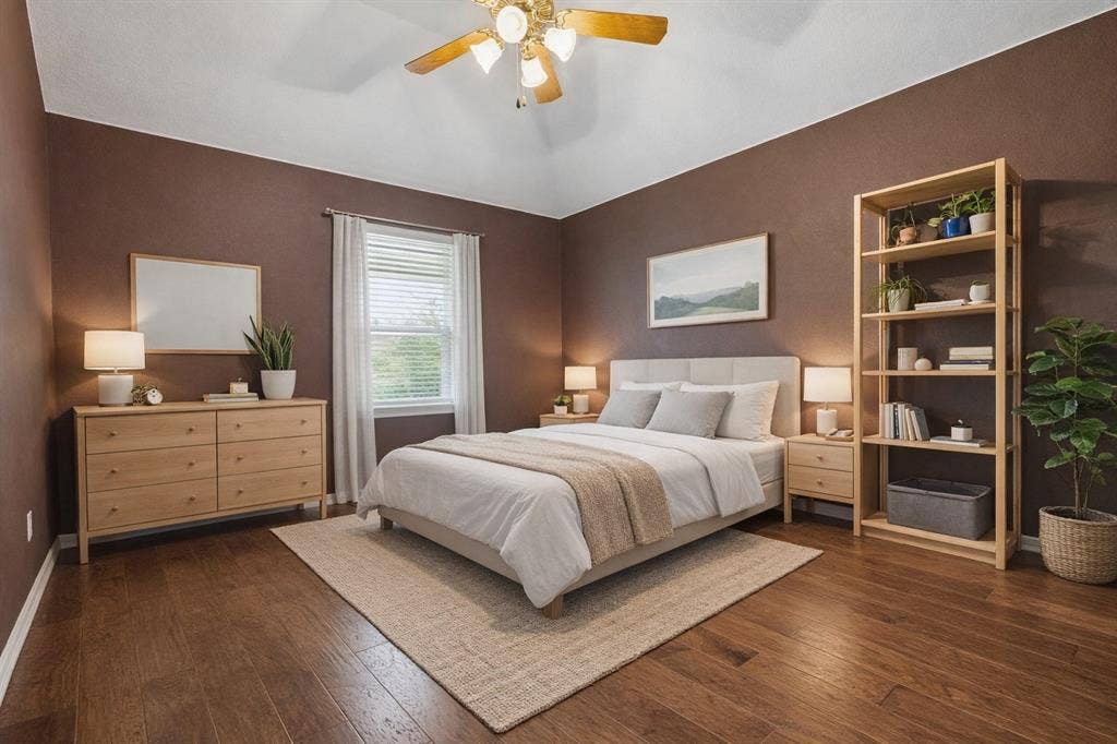 Rich Wood Floors Paired With Custom Paint