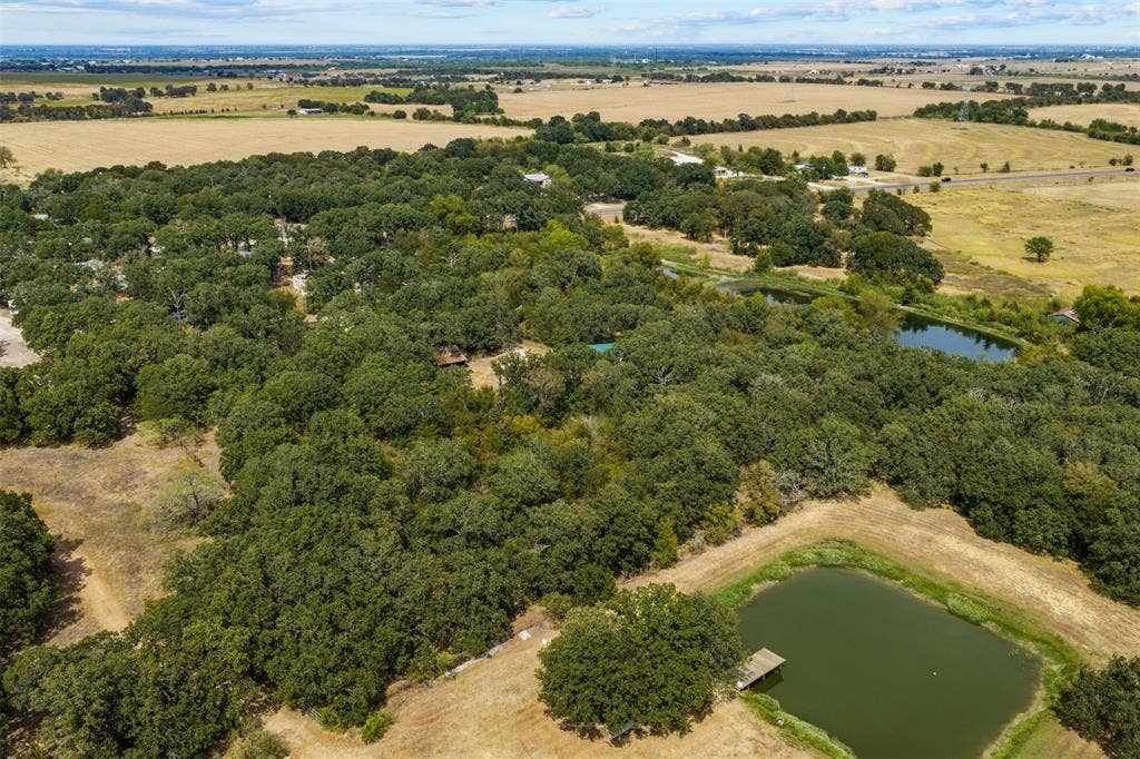 172 M Burton Street, Riesel, TX 76682 Expansive acreage with mature tree coverage, two ponds, and a wooden dock